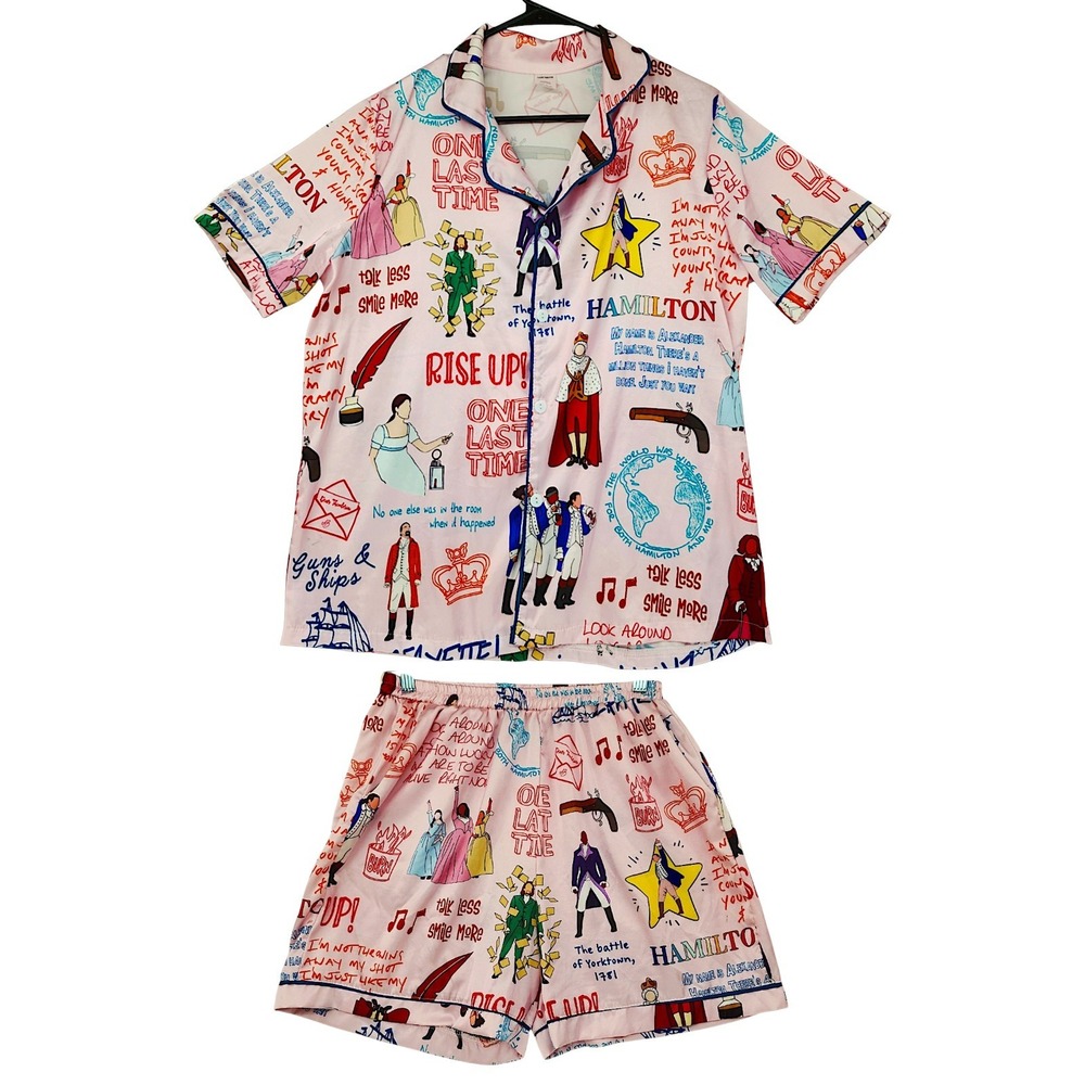 Lua34 Pajamas Set M Wom Pink Hamilton Musical Broadway Fan Art Sleepwear Shorts